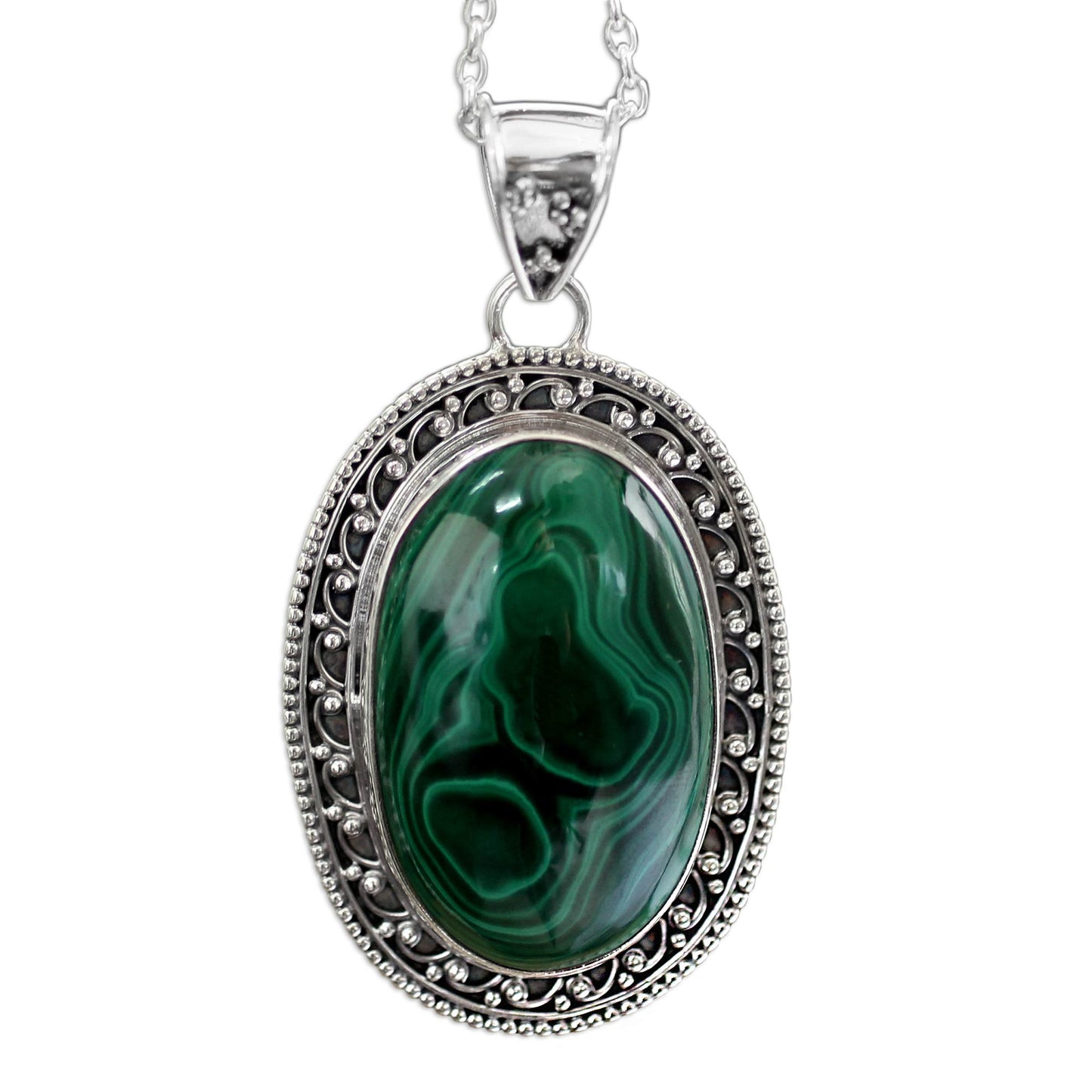 Forest Whirlwind Malachite Pendant Necklace