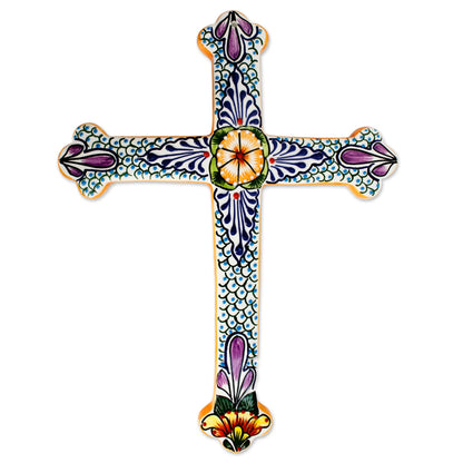 Morning Glory Collectible Talavera Ceramic Cross