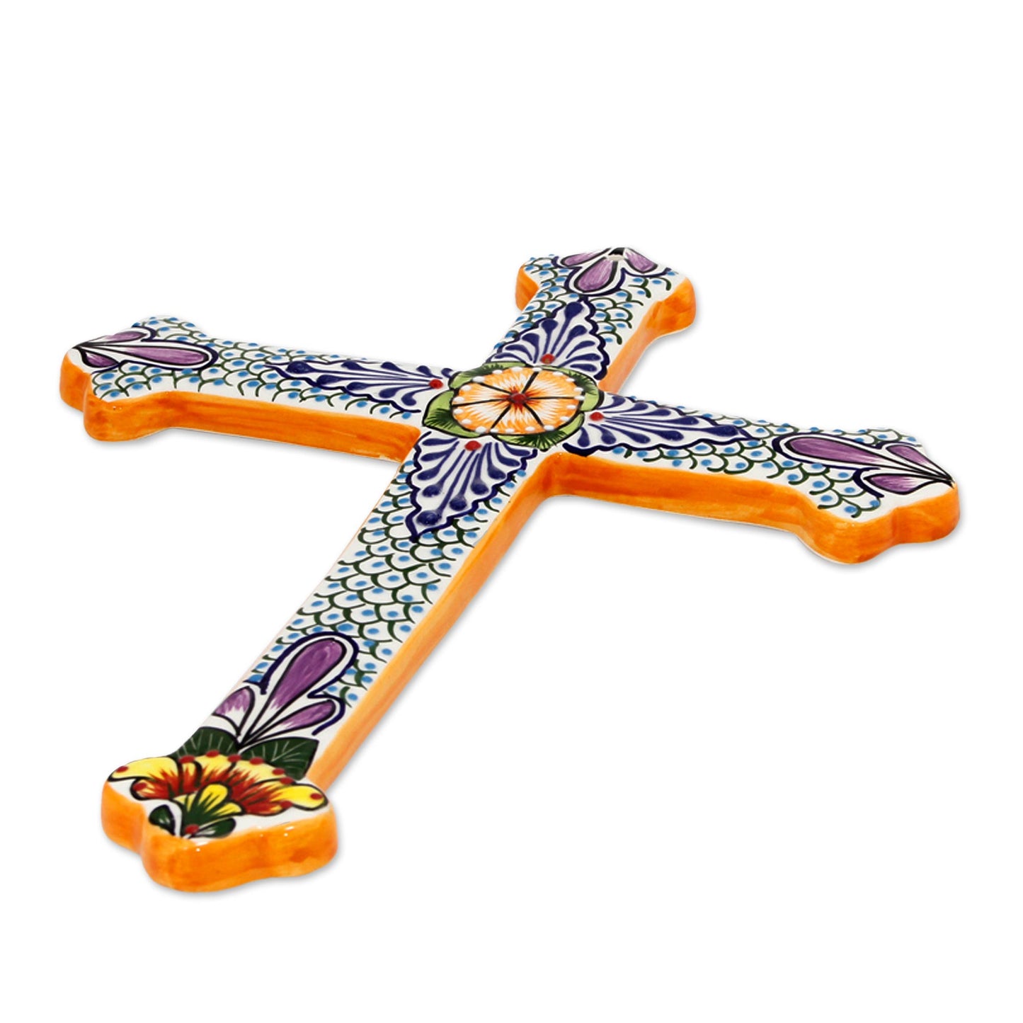 Morning Glory Collectible Talavera Ceramic Cross