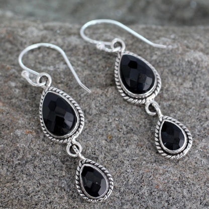 Midnight Teardrops Sterling Silver Earrings