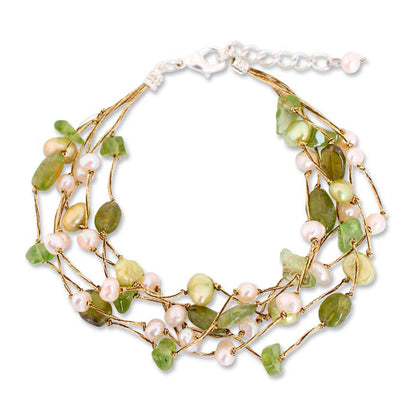 Cloud Forest Peridot & Pearl Beaded Bracelet