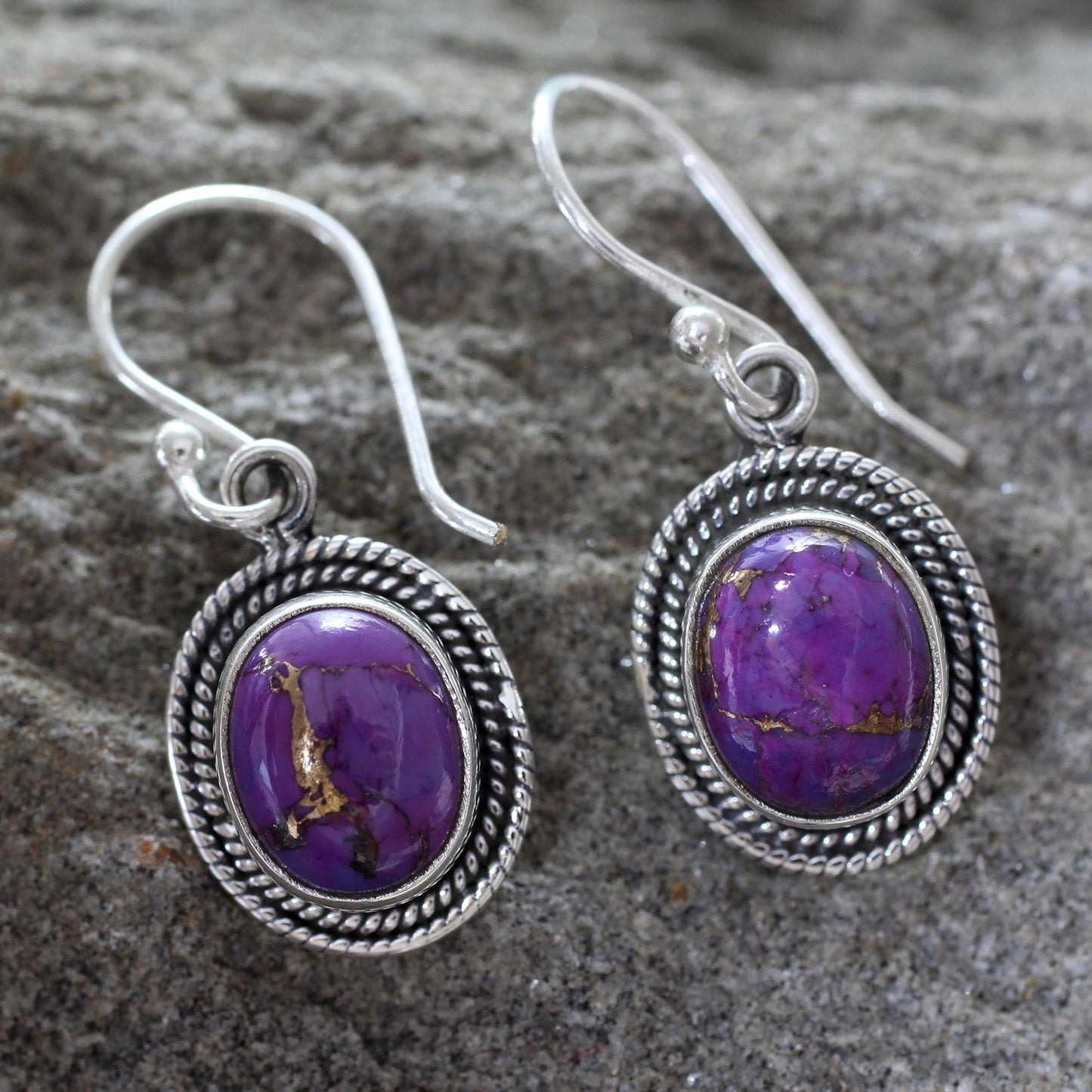 Purple Majesty Turquoise Dangle Earrings