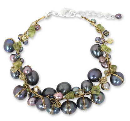 Mist Queen Pearl Silver-Plated Beaded Bracelet