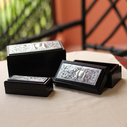 Siamese Elephant Wood & Nickel Decorative Boxes