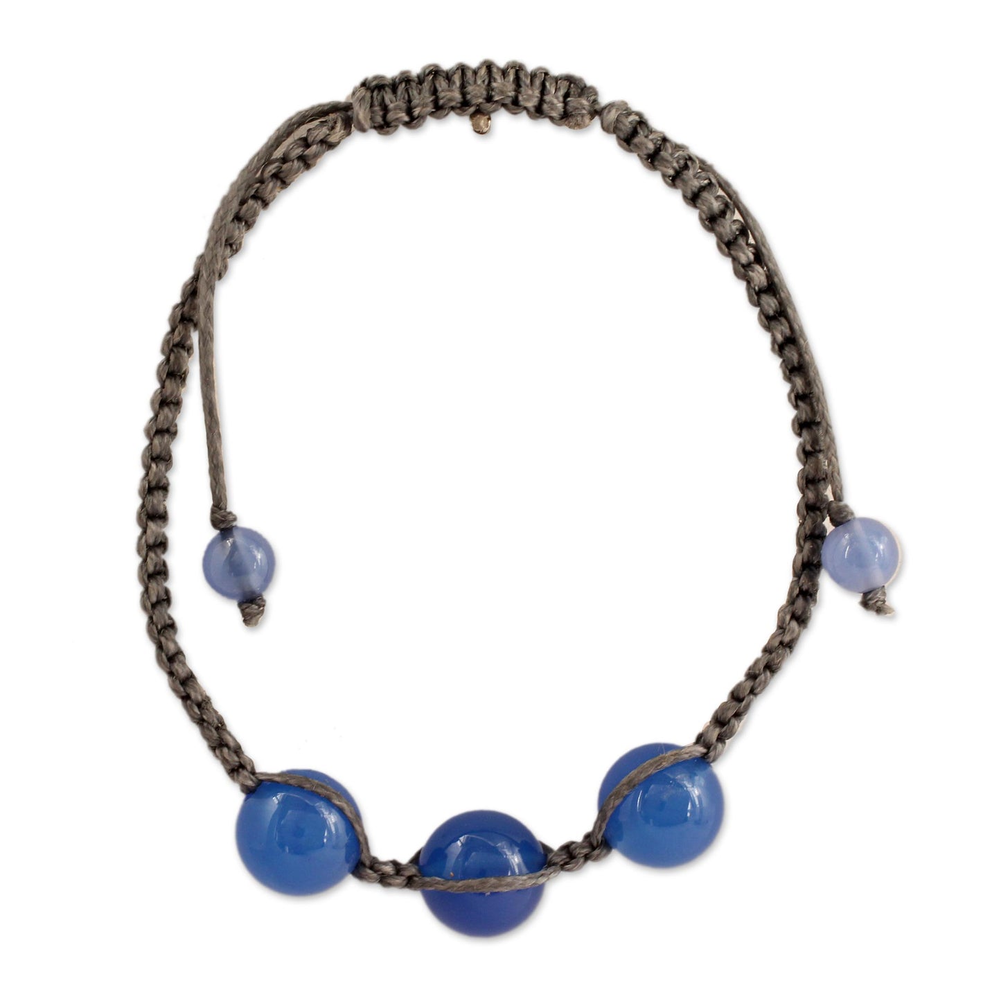 Harmony Blue Chalcedony Shambhala-style Macrame Bracelet from India