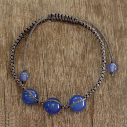 Harmony Blue Chalcedony Shambhala-style Macrame Bracelet from India