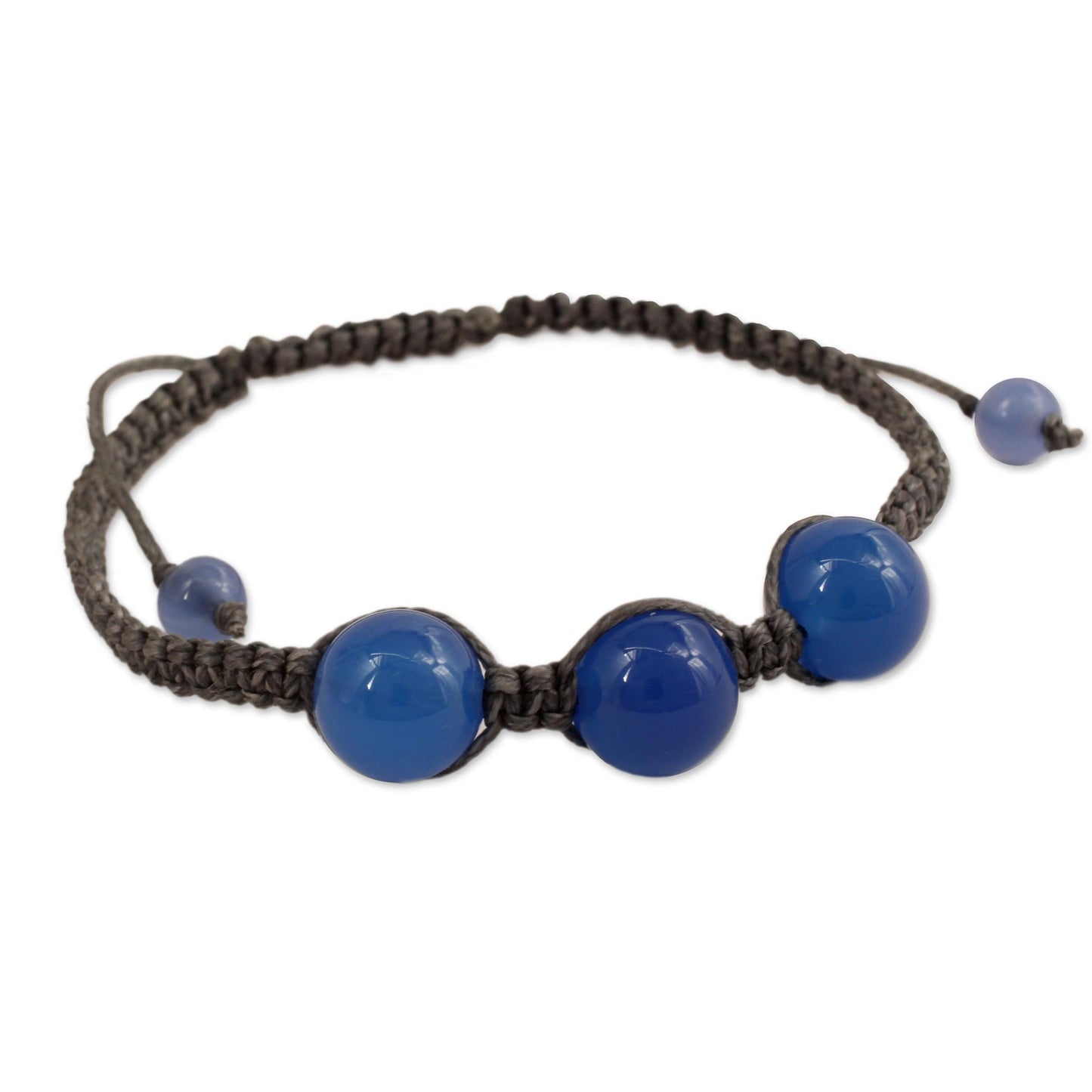 Harmony Blue Chalcedony Shambhala-style Macrame Bracelet from India