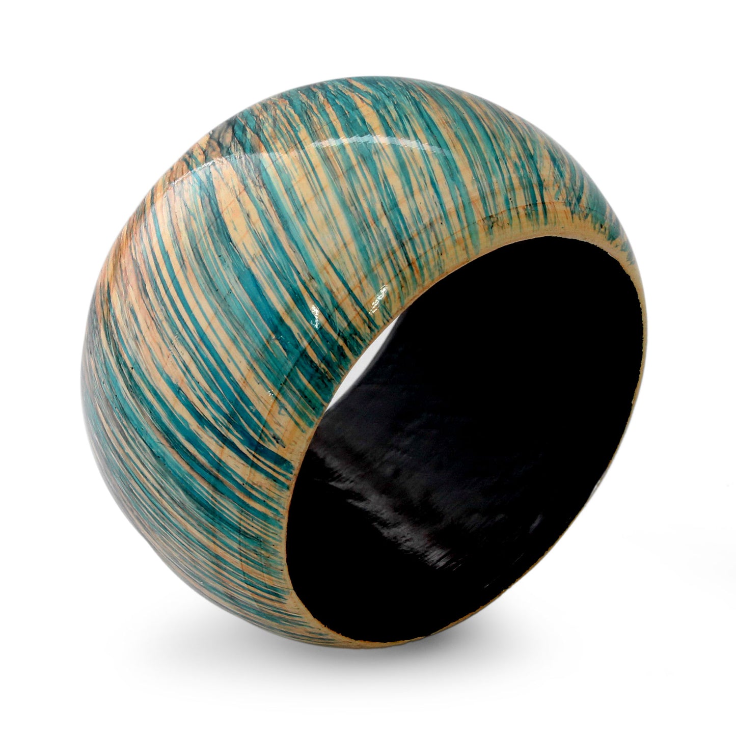 Peach Breeze Artisan Crafted Wood Bangle Bracelet