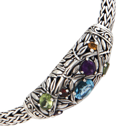 Bamboo Blossoms Blue topaz and peridot braided bracelet