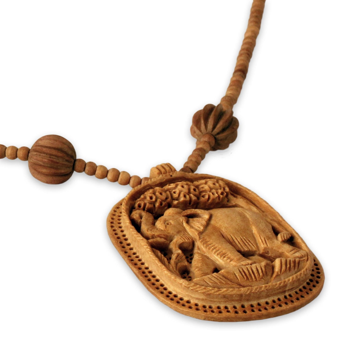 Elephant Realm Fair Trade Jewelry Wood Necklace from India