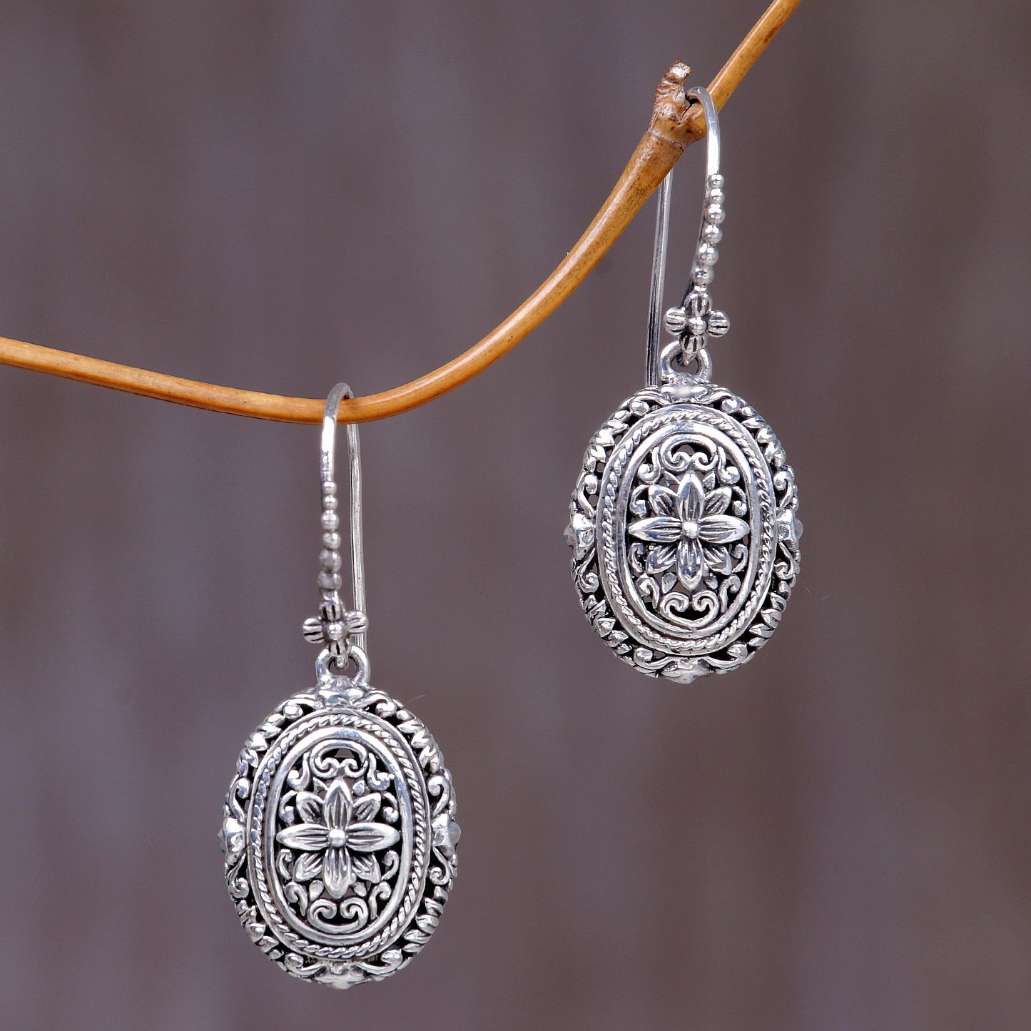 Pura Lotus Sterling Silver Flower Earrings