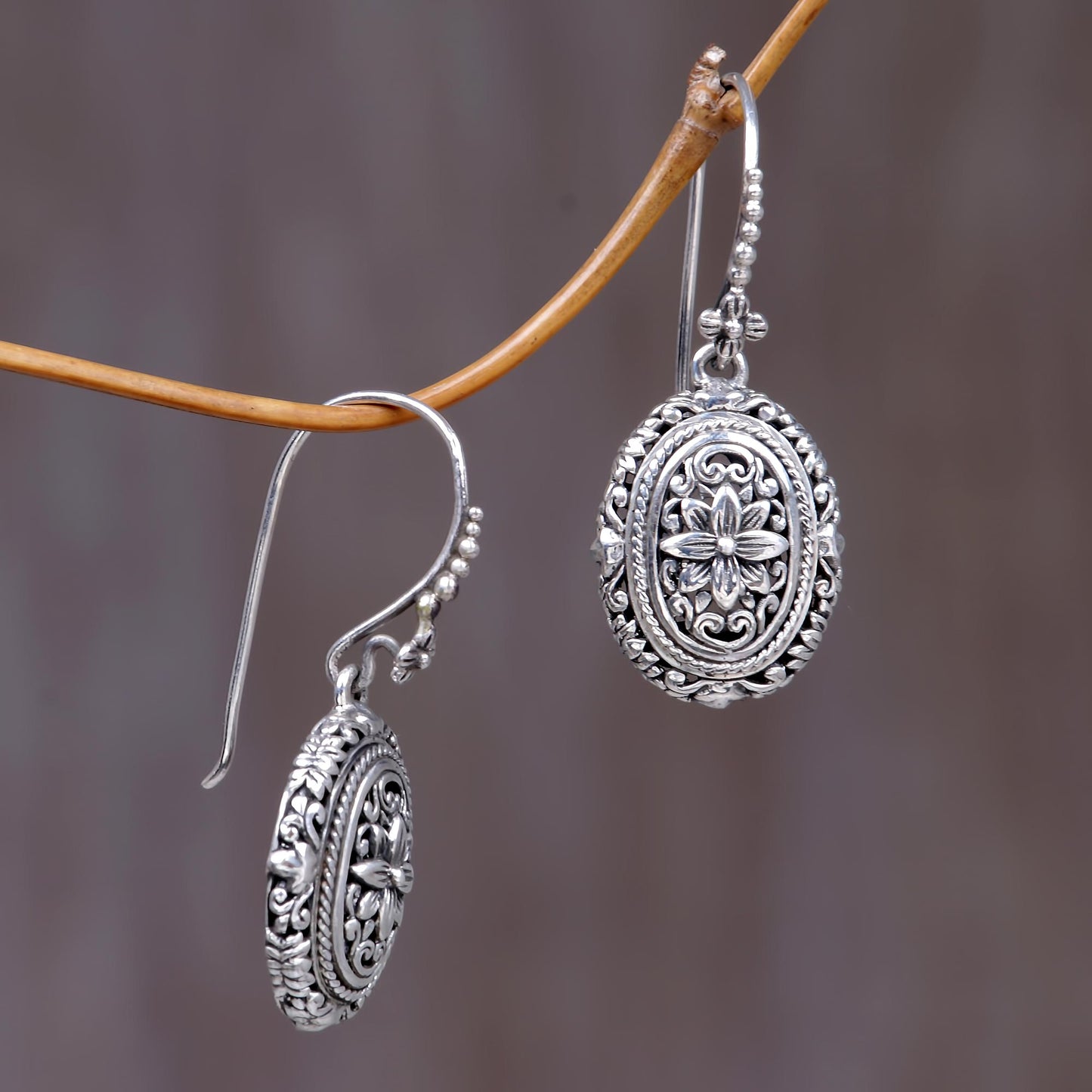 Pura Lotus Sterling Silver Flower Earrings