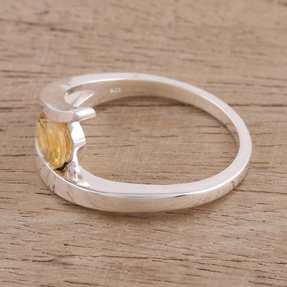 Dazzling Love Handcrafted Sterling Silver Solitaire Citrine Ring