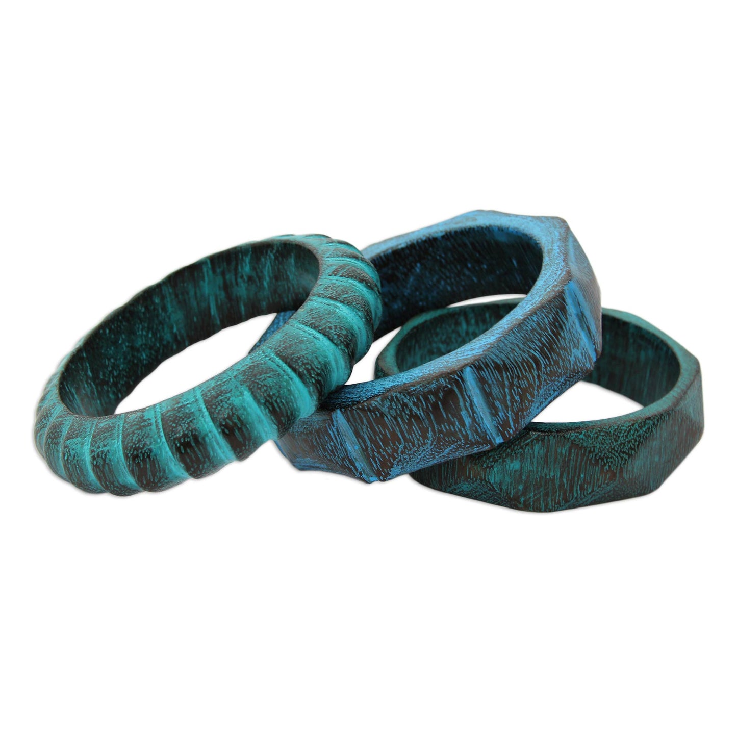 Turquoise Treasure Wood Bangle Bracelets