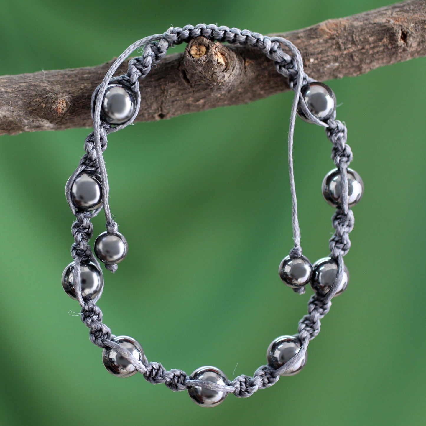 NOVICA - Elegant Beaded Hematite Bracelet
