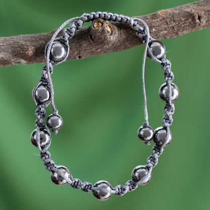 NOVICA - Elegant Beaded Hematite Bracelet