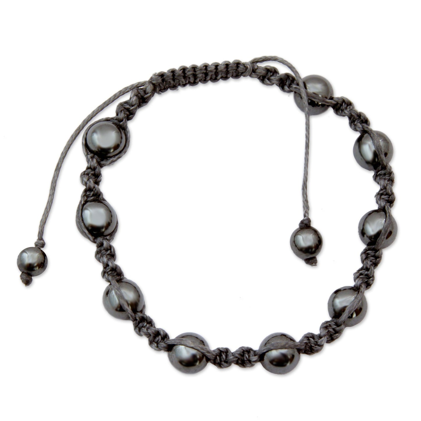 NOVICA - Elegant Beaded Hematite Bracelet