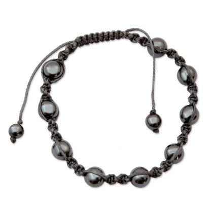 NOVICA - Elegant Beaded Hematite Bracelet
