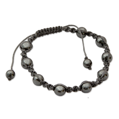 NOVICA - Elegant Beaded Hematite Bracelet