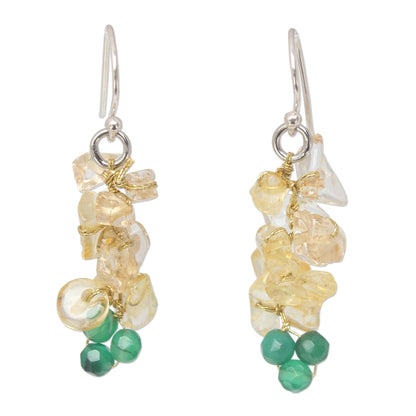 Afternoon Sun Multi-Gem Silver Cluster Earrings