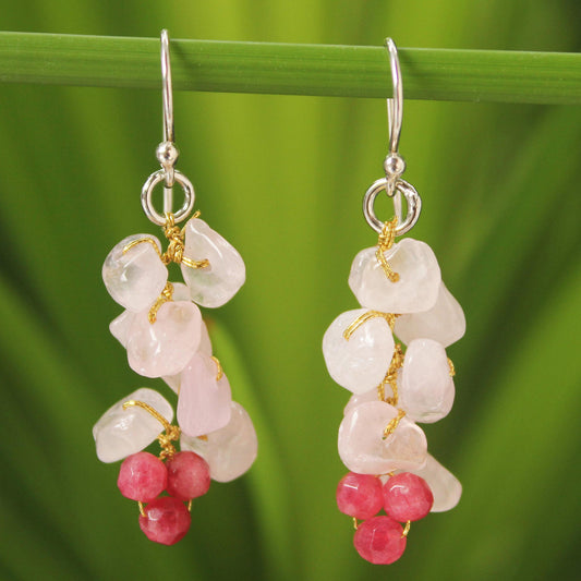 Afternoon Pink Handmade Beaded Rose Quartz Earrings