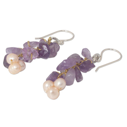 NOVICA - Amethyst & Freshwater Pearl Earrings