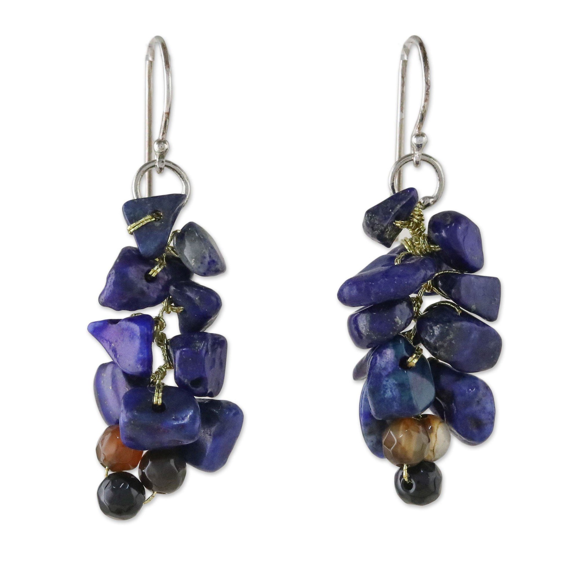 NOVICA - Sterling Silver Agate Beaded Earrings