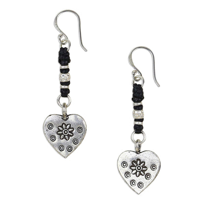 Tribal Hearts Handcrafted Silver Heart Earrings