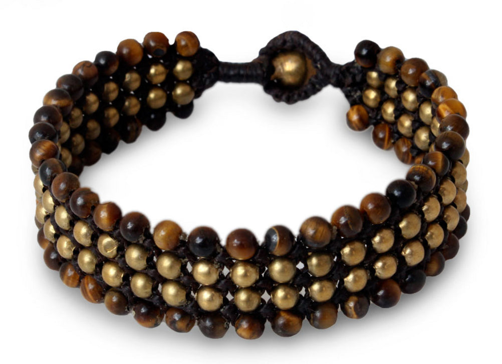 Golden Dawn Tiger's Eye Brass Bracelet