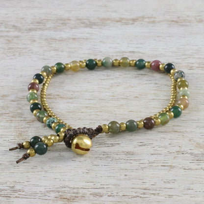 Dazzling Green Red Harmony Jasper & Brass Beaded Bracelet