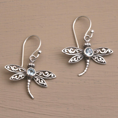 Enchanted Dragonfly Sterling Silver & Blue Topaz Earrings