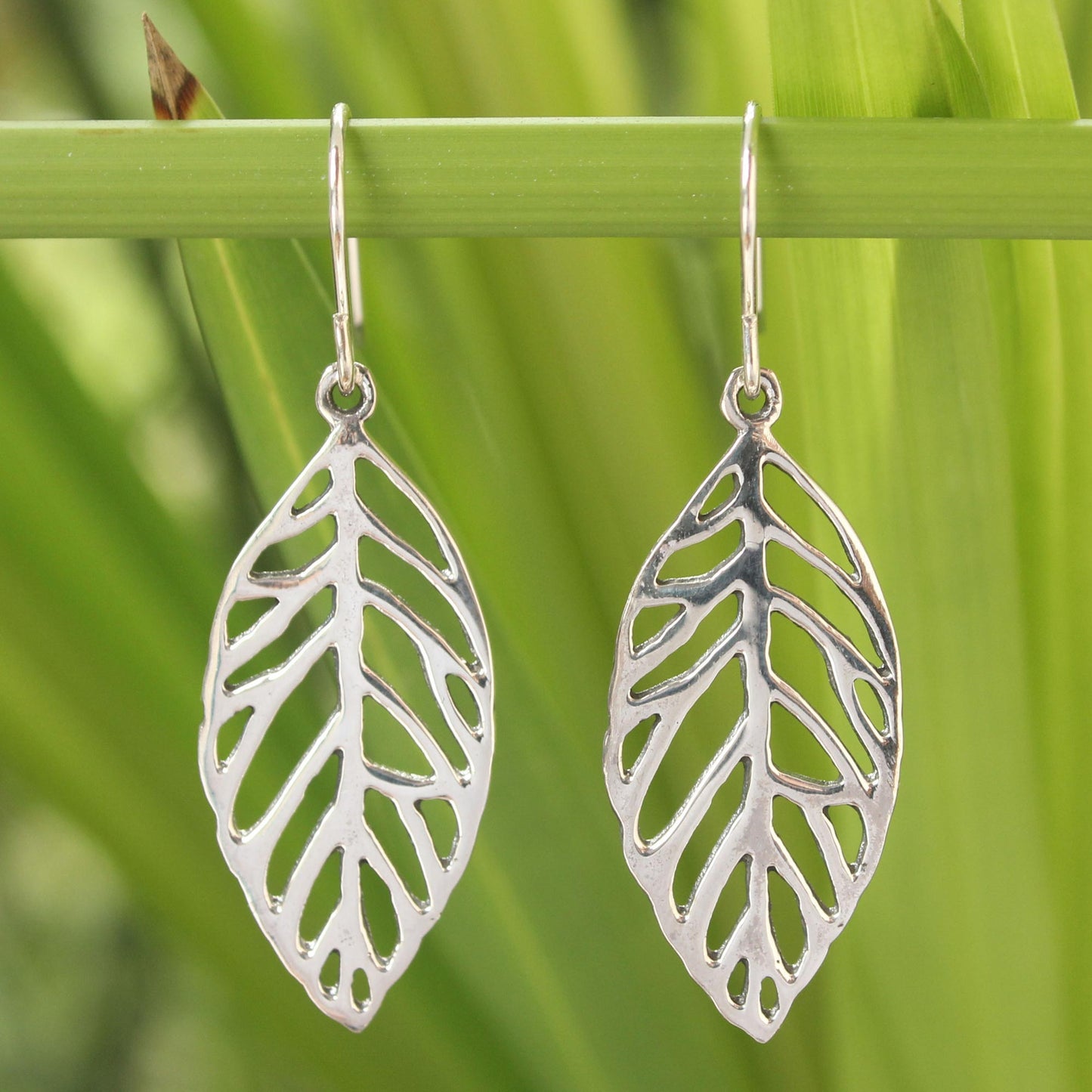 New Leaf Sterling Silver Dangle Earrings