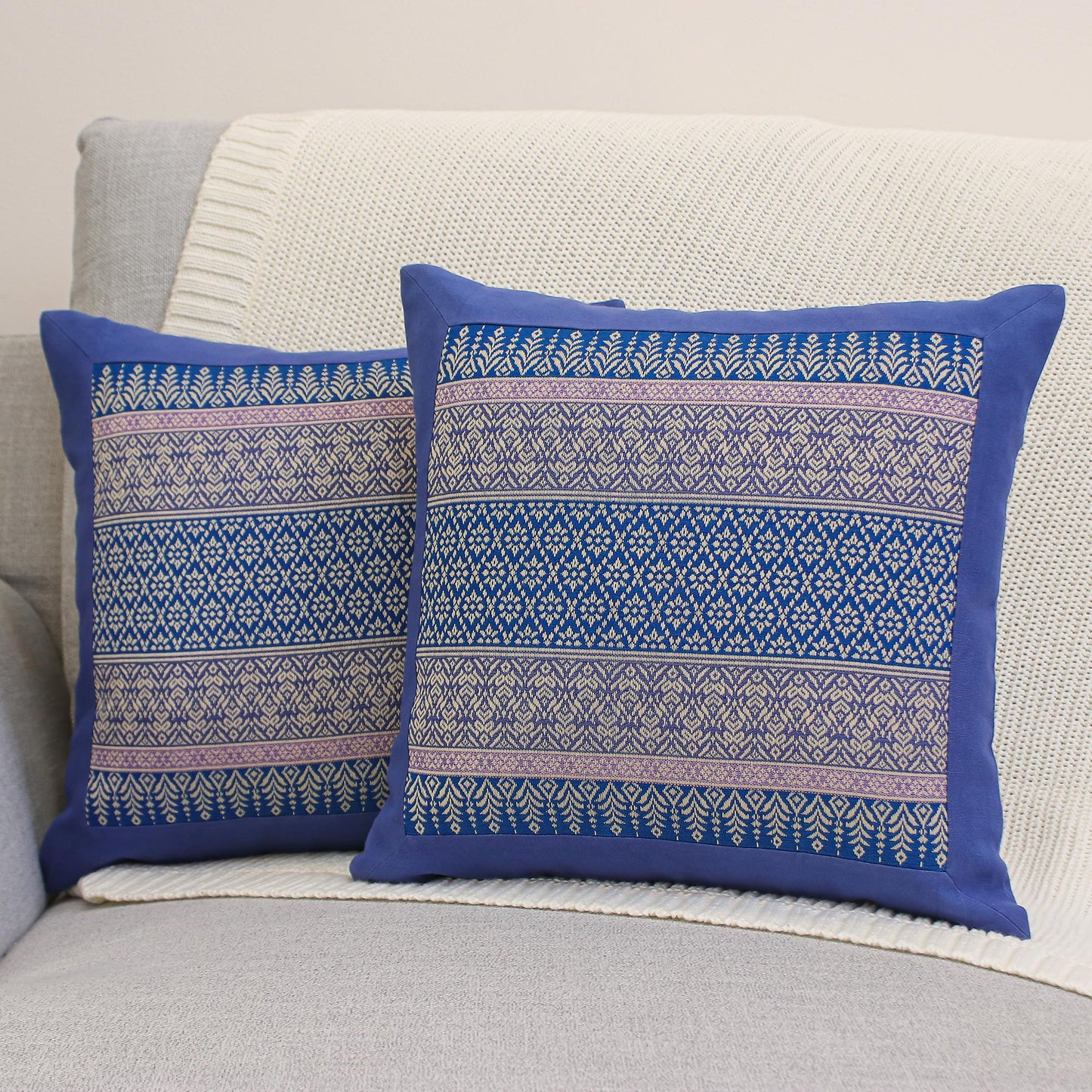 Thai Iris Cushion Covers from Thailand (Pair)