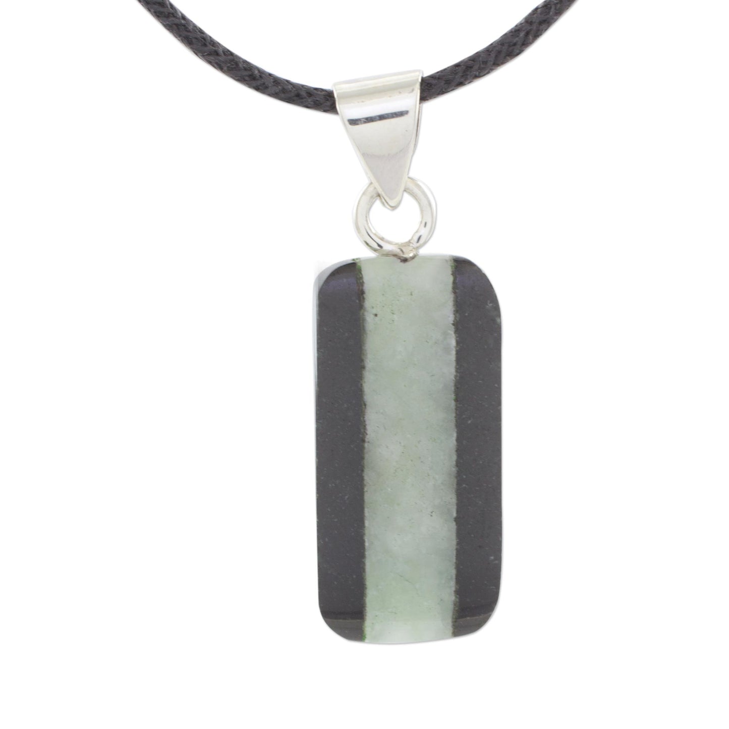 Maya Legend Collectible Black Cotton and Jade Pendant Necklace