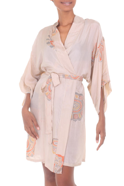 Evening Impression Beige Silk Robe