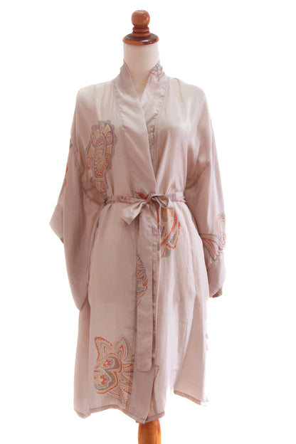 Evening Impression Beige Silk Robe