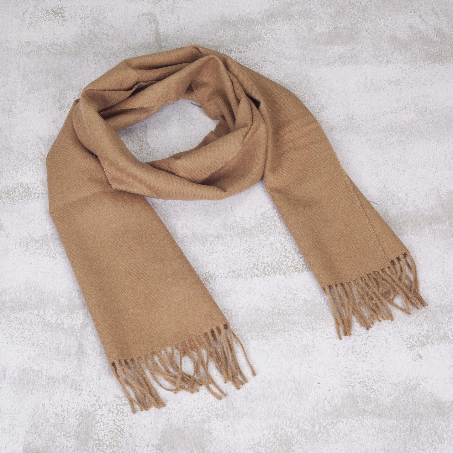 Desert Tan Men's Alpaca Scarf Woven in Peru