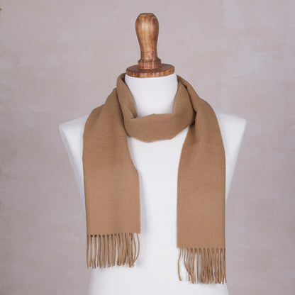 Desert Tan Men's Alpaca Scarf Woven in Peru