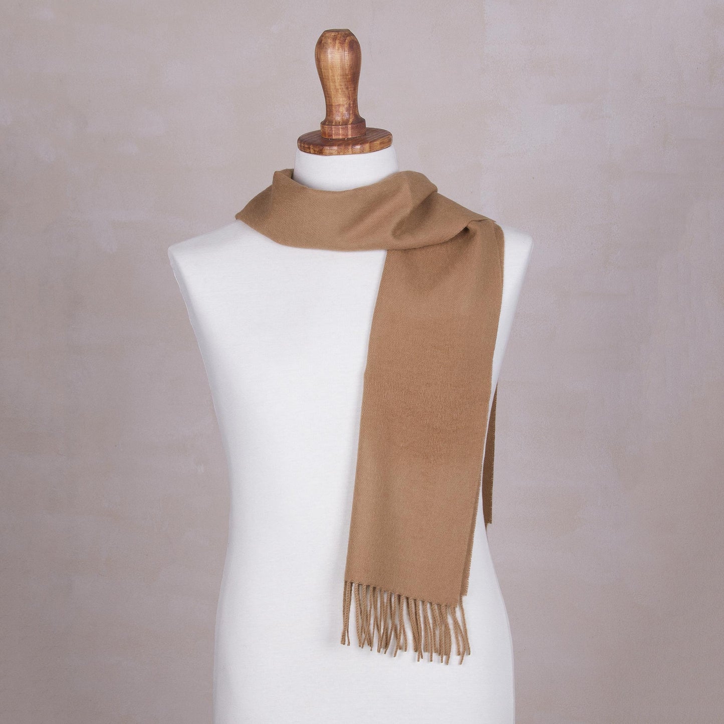 Desert Tan Men's Alpaca Scarf Woven in Peru