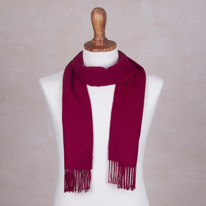 Cherry Red Burgundy Men's Alpaca Scarf