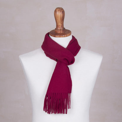 Cherry Red Burgundy Men's Alpaca Scarf