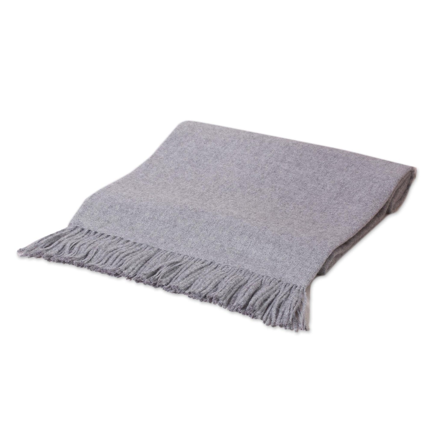 Cozy Light Gray Alpaca Wool Solid Grey Throw Blanket