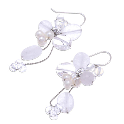 Radiant Bouquet Pearl and Quartz Dangle Earrings