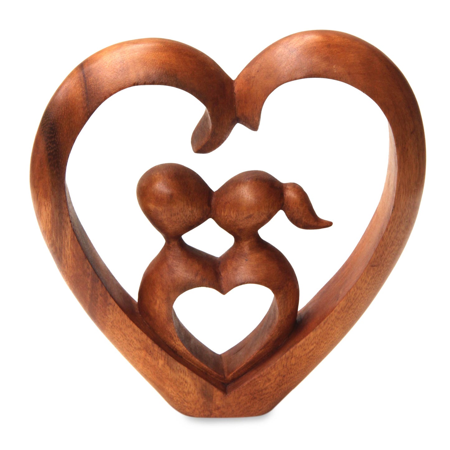 Story of Love Hand Carved Heart Sculpture