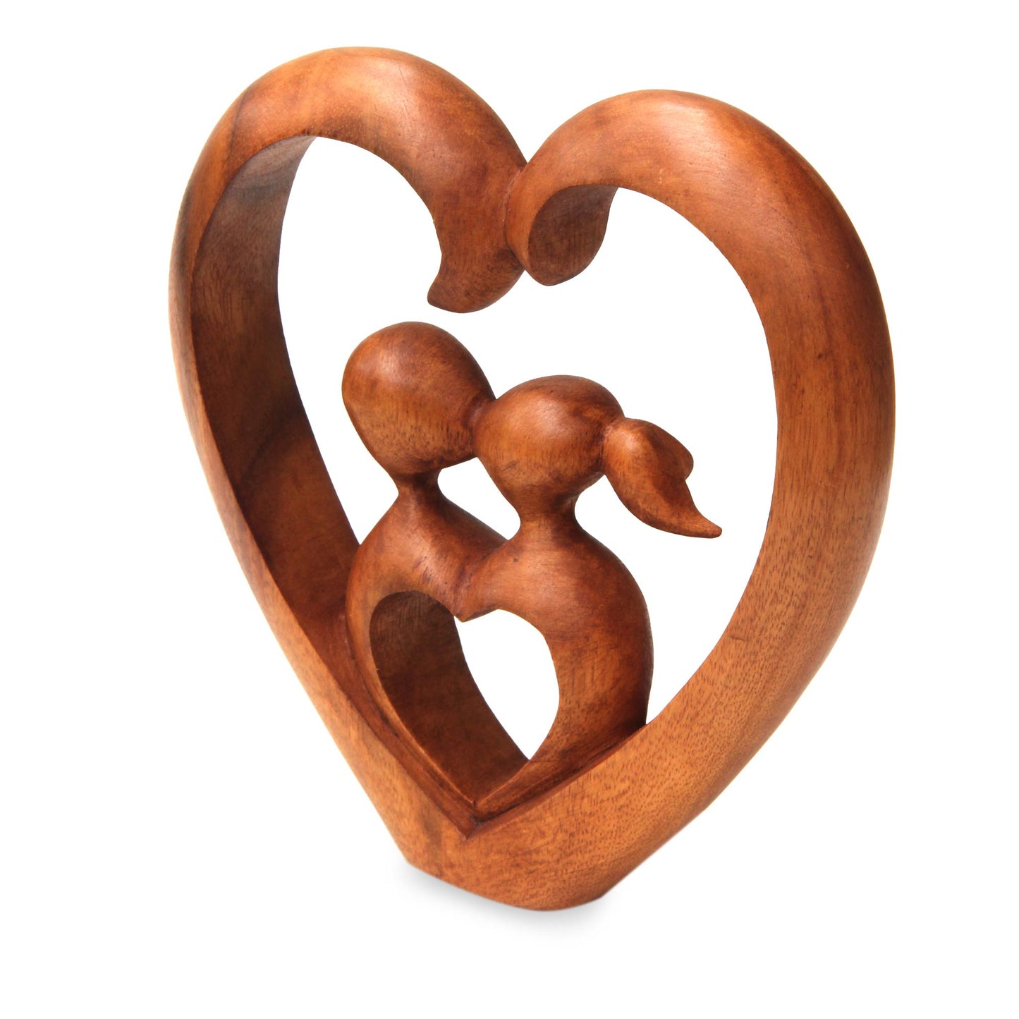 Story of Love Hand Carved Heart Sculpture