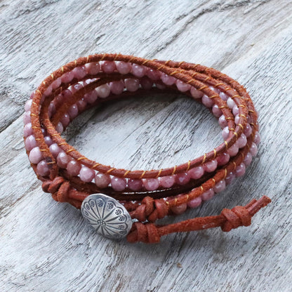 Pink Adventure Rhodonite wrap bracelet