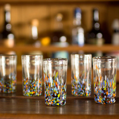 Colorful Confetti Hand-Blown Shot Glass - Set of 6