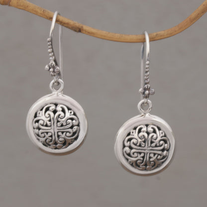 Denpasar Moonbeams Hand Crafted Sterling Silver Dangle Earrings from Indonesia