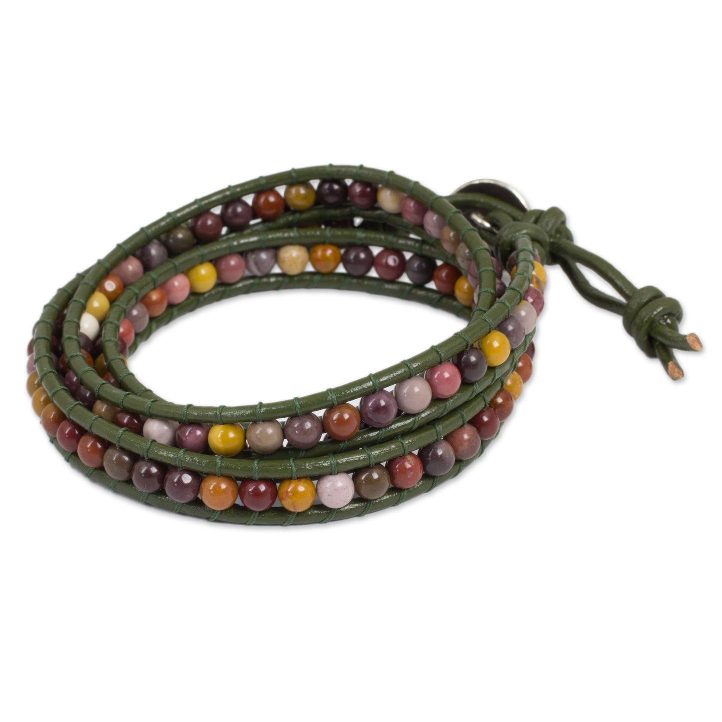 Forest Enchantment Handcrafted Leather and Agate Wrap Bracelet