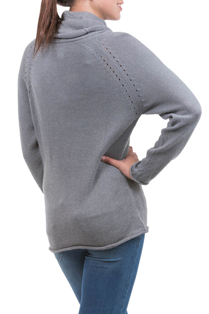 Misty Warmth Cotton and Alpaca Wool Blend Pullover Sweater